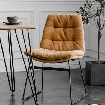 Железный стул в стиле ретро в скандинавском стиле, легкий Роскошный Современный Простой Бытовой обеденный стул, Мягкая сумка, кофейня для переговоров, кресло для отдыха
