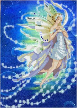 Набор для вышивания крестиком из ткани Sapphire Fairy Draw, ткань с металлической нитью, расшитой бисером, декабрь, MD162