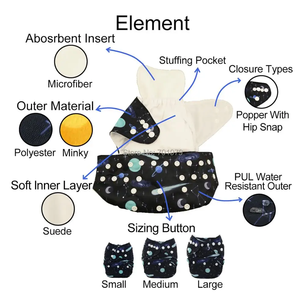 ALVABABY Моющийся детский подгузник из экологически чистой ткани, многоразовые подгузники, тканевый подгузник для младенцев весом от 3 до 15 кг со вставкой