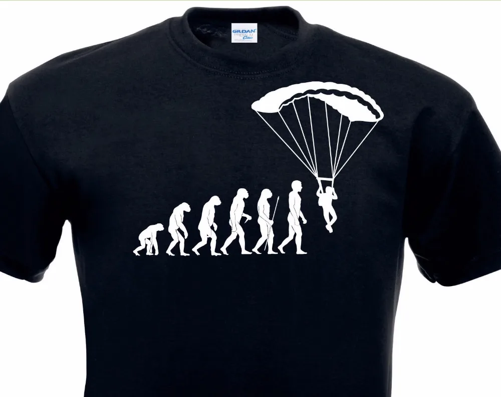Модная черная футболка, футболка для катания на коньках, футболка Evolution, футболка для прыжков с парашютом, бейсджампинг, Параплан, футболка в стиле хип-хоп, уличная одежда
