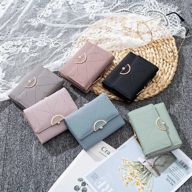 Модный кошелек с тремя складками, маленький женский кошелек, женский короткий дизайн, многофункциональный женский карман для монет Fresh Carteras