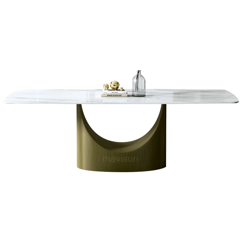 Современное минималистичное Прямоугольное Креативное сочетание обеденного стола и стула Классический итальянский дизайн Большой кухонный стол для виллы