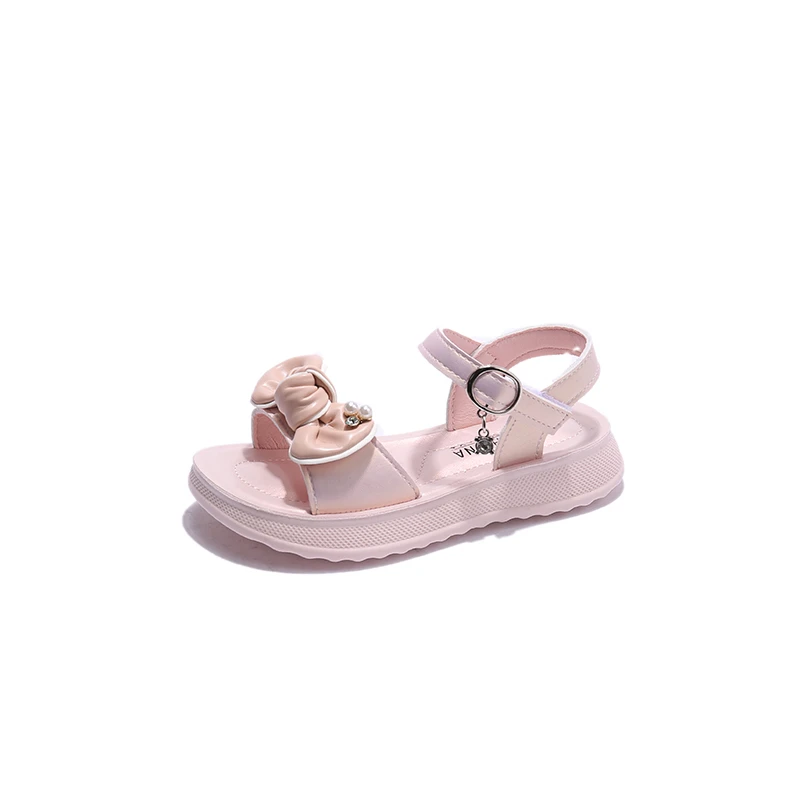 Простые сандалии для девочек, детская пляжная обувь Sweet Princess с жемчужной бабочкой, детская дышащая летняя обувь с открытым носком, универсальная 2023