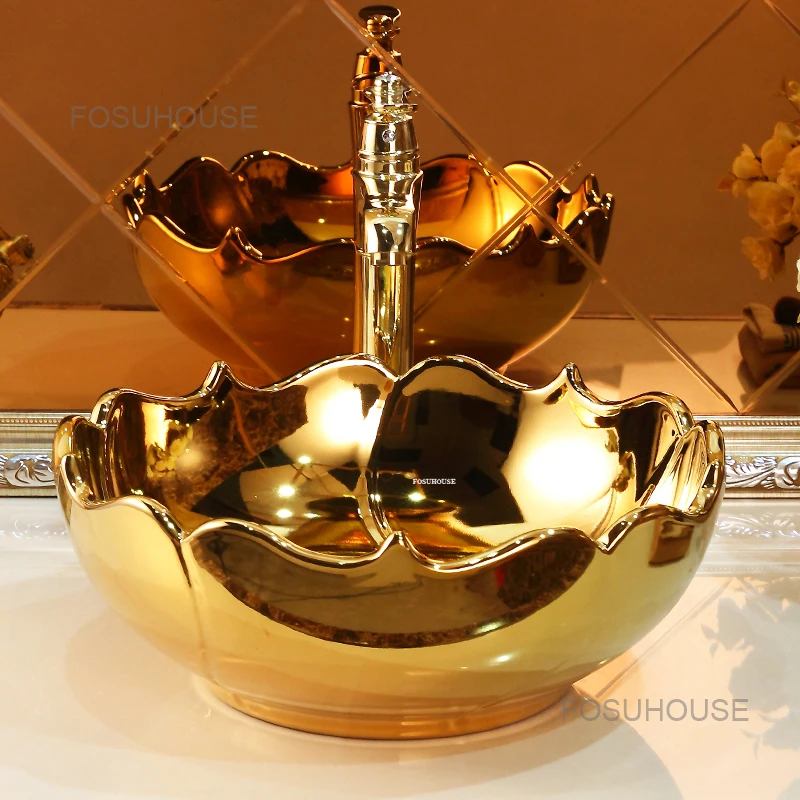 Раковины Nordic Gold, Умывальники для круглой ванной комнаты, виллы отеля, Легкие Роскошные раковины для ванной комнаты, умывальник для кухни, раковины для мытья посуды