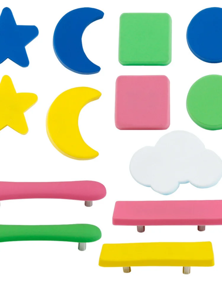 Ручки для детской комнаты, Мебельные ручки с мультяшным изображением Луны, Пластиковая Дверная ручка в виде Звездного облака, Ручки для выдвижных ящиков для детских шкафов