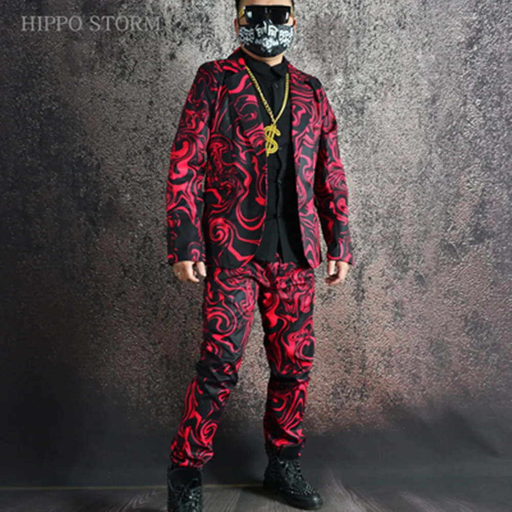 Оригинальный костюм с художественным принтом Hippo в крапинку, индивидуальный костюм, модный мужской костюм певца из ночного клуба