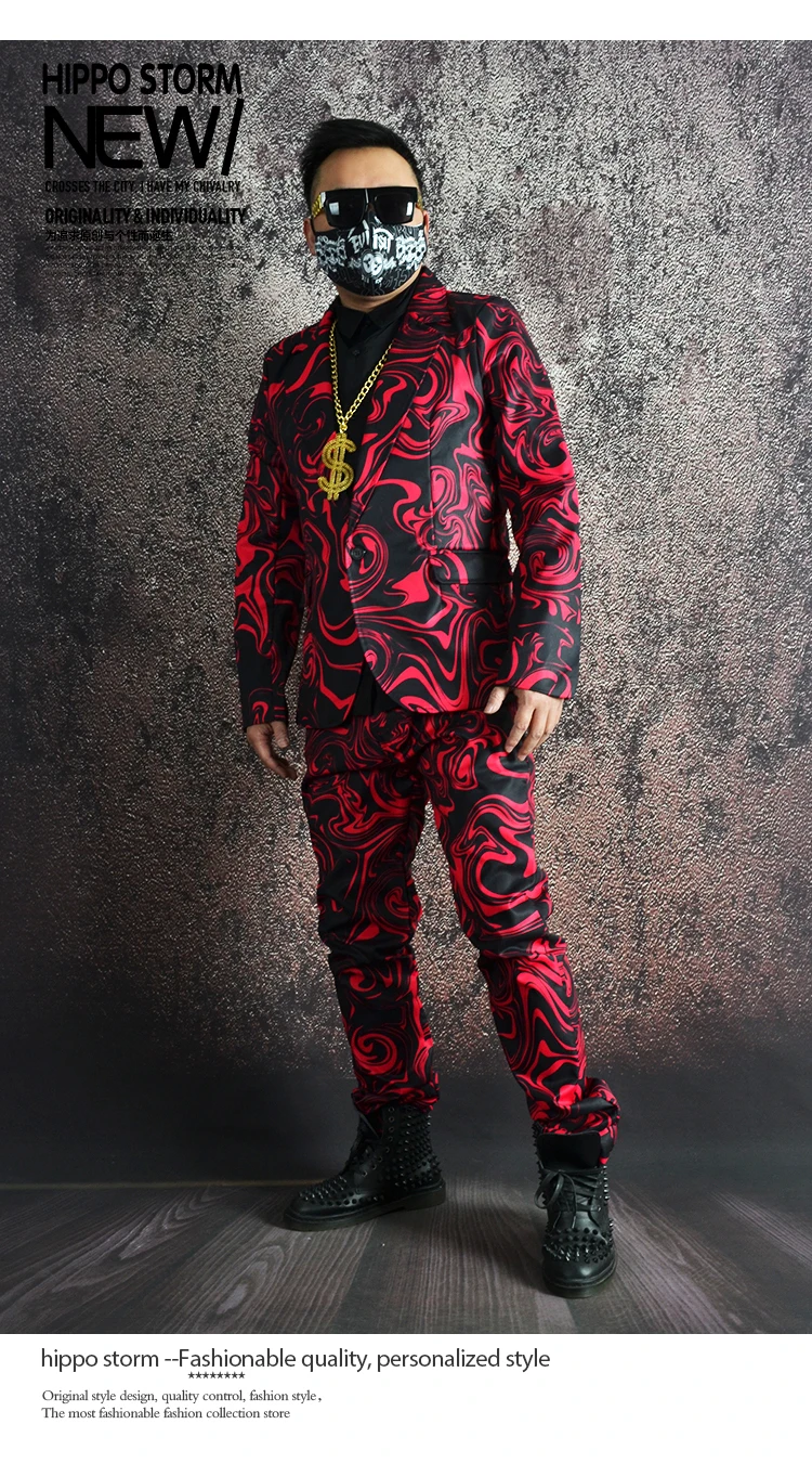 Оригинальный костюм с художественным принтом Hippo в крапинку, индивидуальный костюм, модный мужской костюм певца из ночного клуба