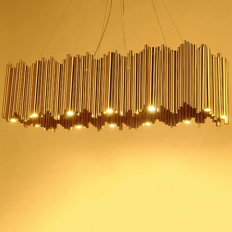 Восхитительная светодиодная люстра Brubeck, Итальянский дизайн, подвесной светильник, трубка из золотого алюминиевого сплава, подвесной светильник Project Lamp