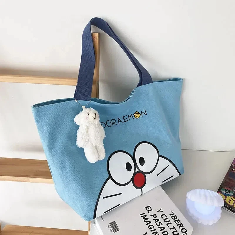 Холщовая сумка Doraemon для девочек, детская сумка-тоут, новая мультяшная сумка большой емкости 35x15x30 см