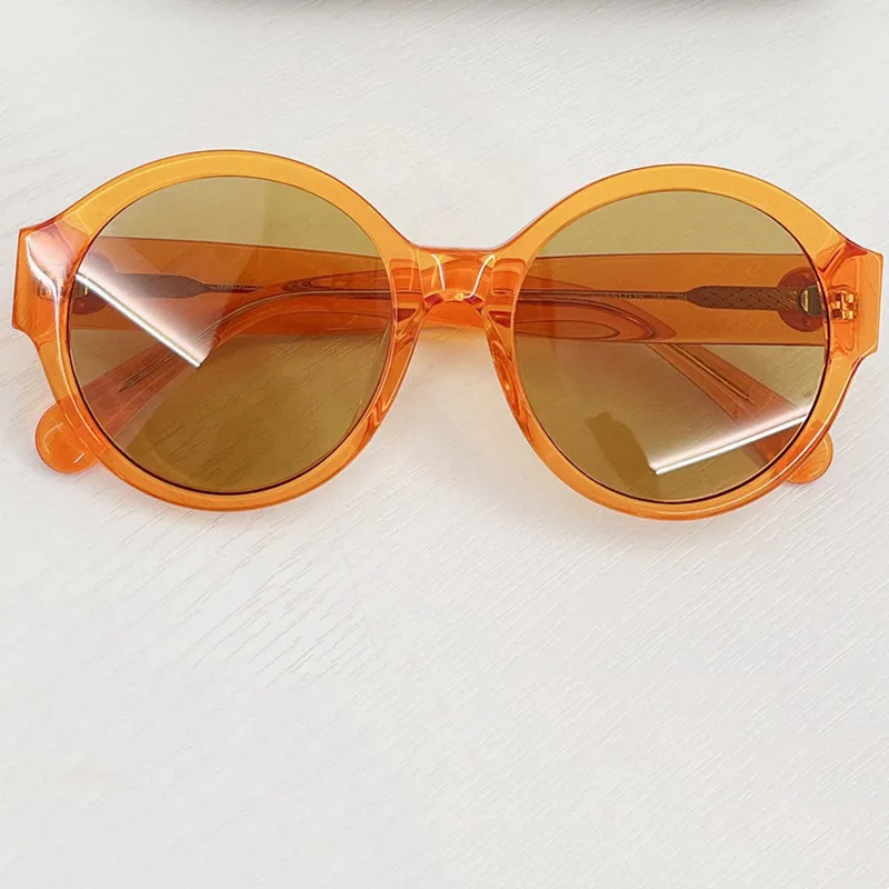 солнцезащитные очки роскошного бренда CH3426 для женщин; винтажные модные Классические Большие круглые солнцезащитные очки для вождения в стиле ретро для девочек; Ацетатные солнцезащитные очки